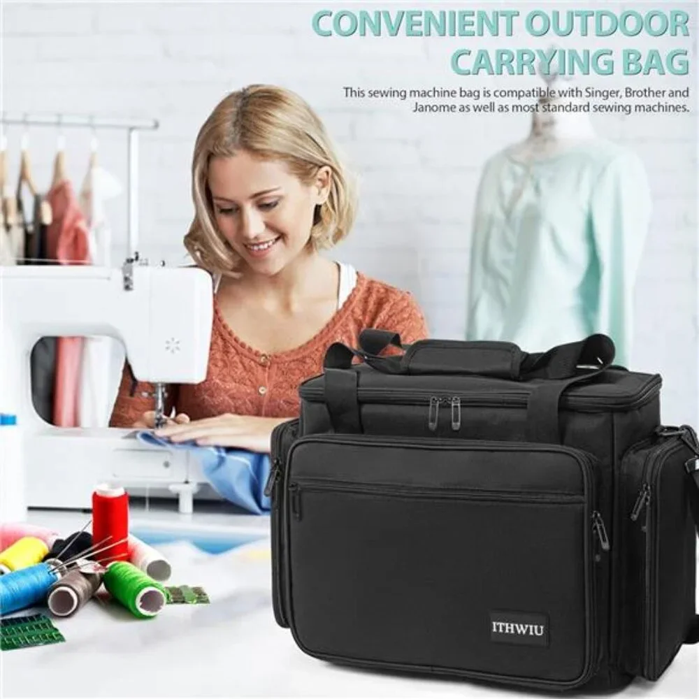 Sewing Machine Carrying Case with Multiple Storage Pockets for Accessories,